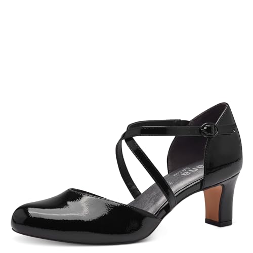 Jana Damen Pumps mit Riemen mit Blockabsatz Vegan, Schwarz (Black Patent), 37 EU von Jana