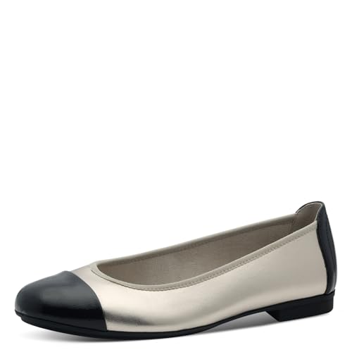 Jana Damen Ballerinas Runde Spitze Vegan, Mehrfarbig (Black/Champagn), 37 EU von Jana