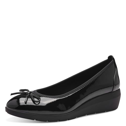 Jana Damen Ballerinas mit Keilabsatz Vegan, Schwarz (Schwarz Lack), 37 EU von Jana