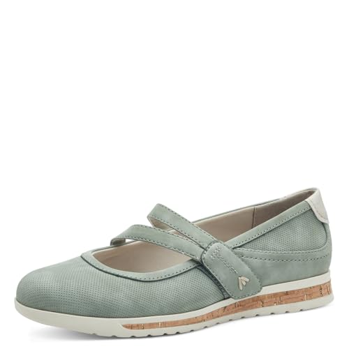 Jana Damen Ballerinas mit Klettverschluss Vegan, Grün (Sage), 36 EU von Jana