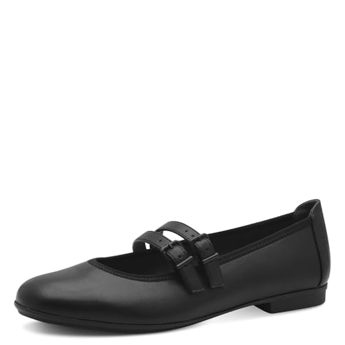 Jana Damen Ballerinas mit Riemen Vegan, Schwarz (Black), 39 EU von Jana
