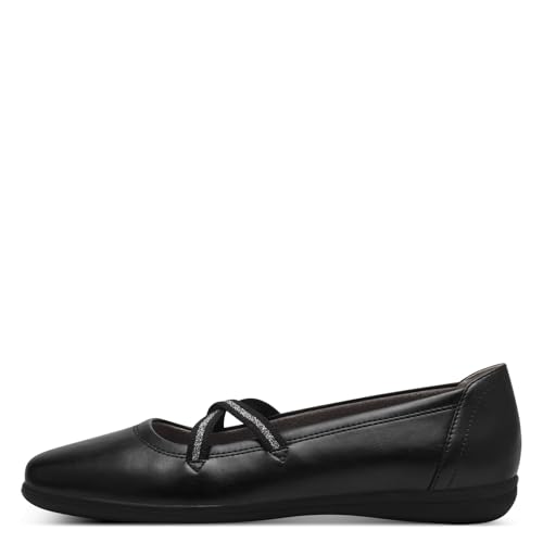 Jana Damen Ballerinas mit Riemen Vegan, Schwarz (Schwarz), 41 EU von Jana