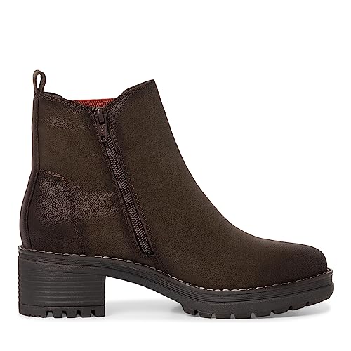 Jana Damen Chelsea Boots aus Kunstleder mit Blockabsatz Weite H Mehrweite, Braun (Mocca), 41 EU von Jana