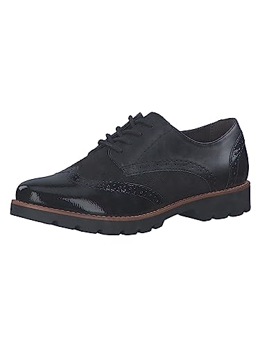 Jana Damen Schnürschuhe Oxford Lack Weite H Mehrweite, Schwarz (Black Structur), 36 EU von Jana