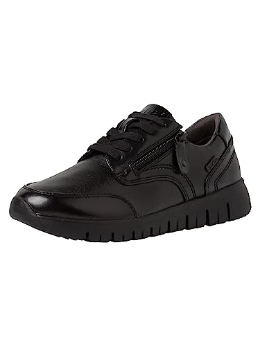 Jana Damen Sneaker flach Elegant mit Schnürsenkeln und Reißverschluss Weite H Mehrweite, Schwarz (Black Uni), 37 EU von Jana