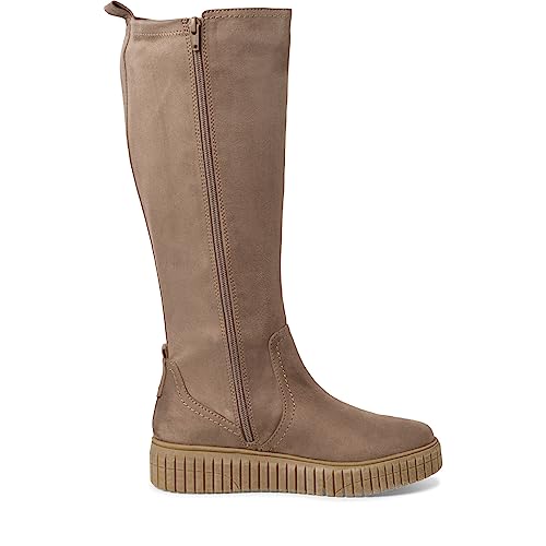 Jana Damen Hohe Stiefel ohne Absatz Kniehoch Plateau Weite H Mehrweite, Grau (Stone), 42 EU von Jana
