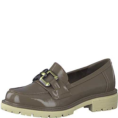 Jana Damen Loafer ohne Absatz Lack mit Kette Weite H Mehrweite, Braun (Taupe), 37 EU von Jana