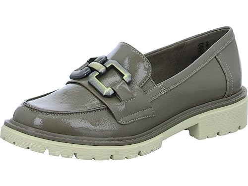 Jana Damen Loafer ohne Absatz Lack mit Kette Weite H Mehrweite, Braun (Taupe), 38 EU von Jana