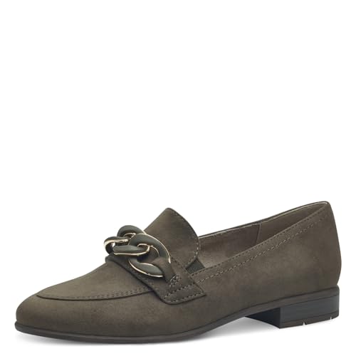 Jana Damen Loafer ohne Absatz Vegan Blockabsatz, Grün (Olive), 37 EU von Jana