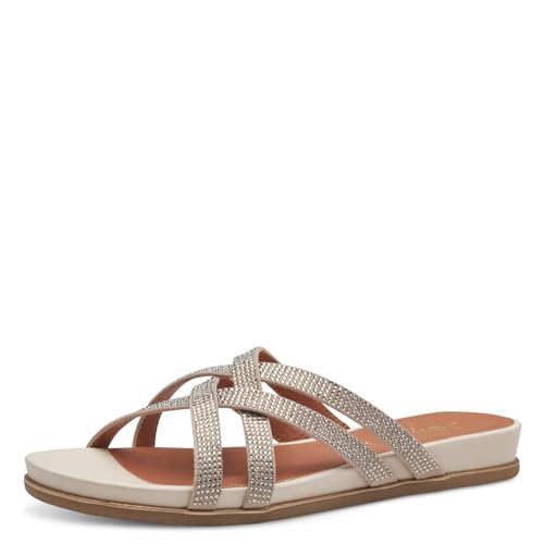 Jana Damen Pantoletten mit Glitzersteinen Vegan, Beige (Beige), 38 EU von Jana