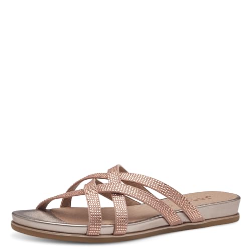 Jana Damen Pantoletten mit Glitzersteinen Vegan, Rosa (Rose), 38 EU von Jana