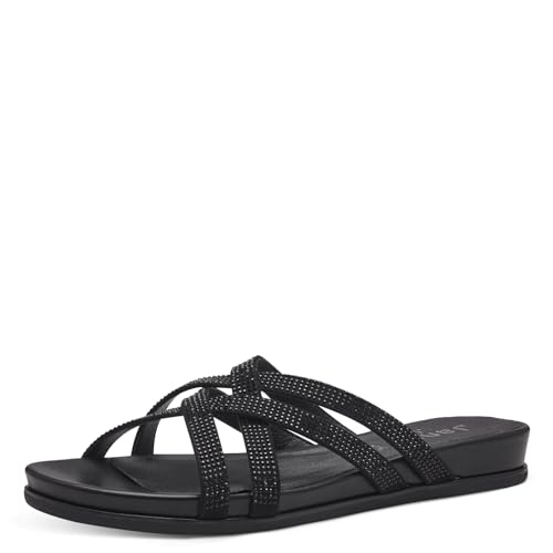 Jana Damen Pantoletten mit Glitzersteinen Vegan, Schwarz (Black), 36 EU von Jana