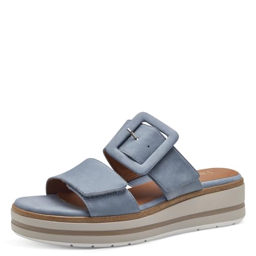 Jana Damen Pantoletten mit Schnalle Vegan, Blau (Denim), 39 EU von Jana