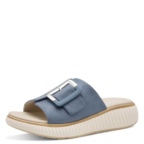 Jana Damen Pantoletten mit Schnalle Vegan, Blau (Denim), 40 EU von Jana
