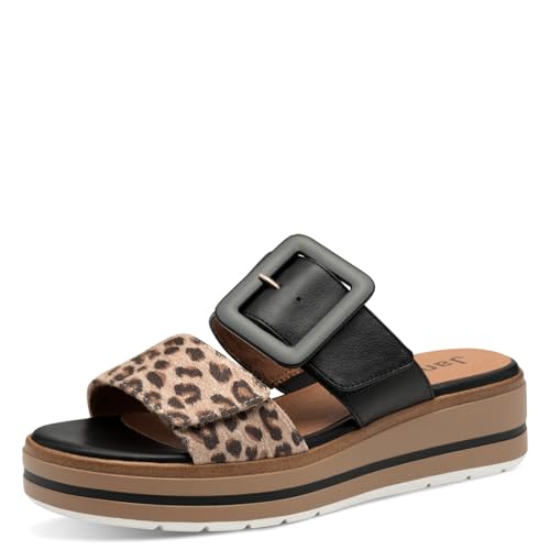 Jana Damen Pantoletten mit Schnalle Vegan, Mehrfarbig (Leopard), 38 EU von Jana