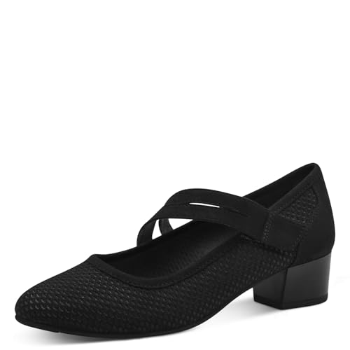 Jana Damen Pumps mit Riemen Kleiner Absatz Vegan, Schwarz (Black), 38 EU von Jana