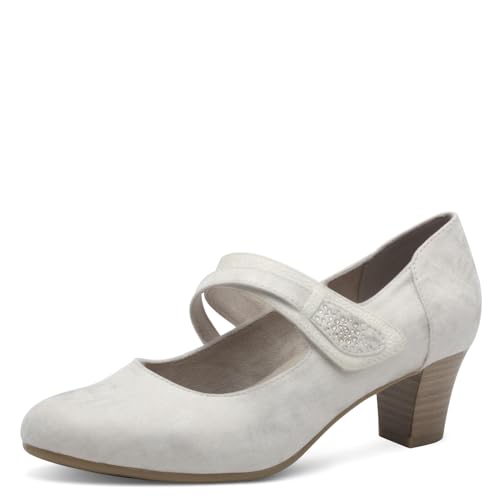 Jana Damen Pumps mit Riemen Mary Jane Vegan, Mehrfarbig (Beige/Gold), 38 EU von Jana