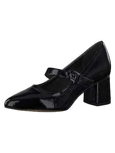 Jana Damen Pumps mit Riemen Lack Spitz Weite H Mehrweite, Schwarz (Black Patent), 36 EU von Jana