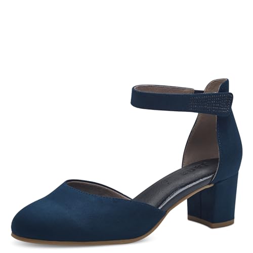 Jana Damen Pumps mit Riemen mit Glitzersteinen Vegan, Blau (Navy), 40 EU von Jana