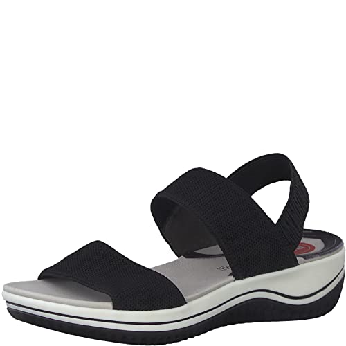 Jana Damen Sandalen flach Elastisch Vegan, Schwarz 1 (Schwarz), 38 EU von Jana