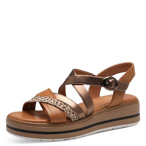 Jana Damen Sandalen flach Plateau Vegan, Mehrfarbig (Tan Comb), 41 EU von Jana