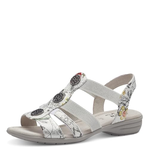 Jana Damen Sandalen flach Sommer Vegan, Mehrfarbig (White/Flower), 36 EU von Jana