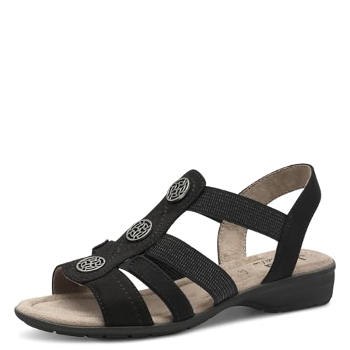 Jana Damen Sandalen flach Sommer Vegan, Schwarz (Black), 39 EU von Jana
