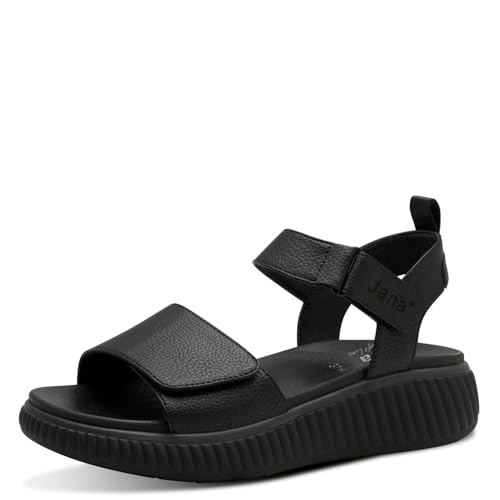 Jana Damen Sandalen flach mit Chunky-Sohle Vegan, Schwarz (Black), 38 EU von Jana