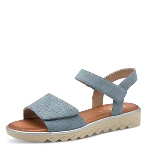 Jana Damen Sandalen flach mit Klettverschluss Vegan, Blau (Denim), 37 EU von Jana