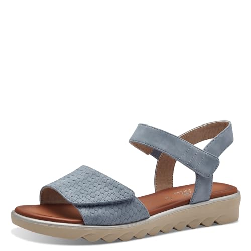 Jana Damen Sandalen flach mit Klettverschluss Vegan, Blau (Denim), 38 EU von Jana