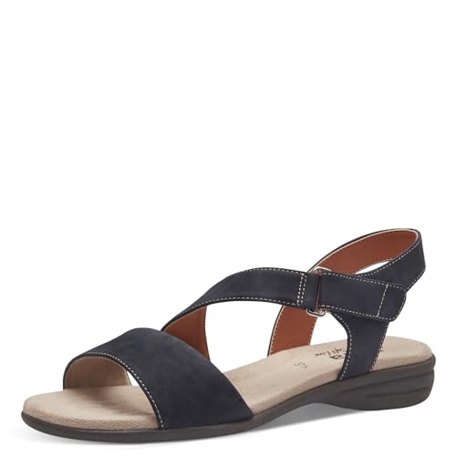 Jana Damen Sandalen flach mit Klettverschluss Vegan, Blau (Navy), 37 EU von Jana