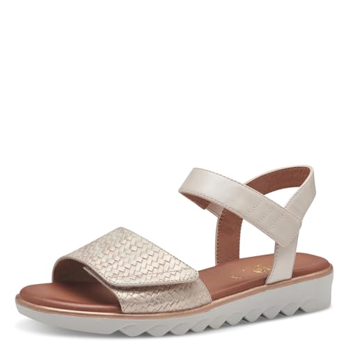 Jana Damen Sandalen flach mit Klettverschluss Vegan, Grau (Rose/Gold), 37 EU von Jana