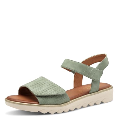 Jana Damen Sandalen flach mit Klettverschluss Vegan, Grün (Sage), 38 EU von Jana