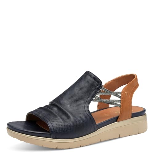 Jana Damen Sandalen flach zum Schlupfen Vegan, Mehrfarbig (Navy/Tan), 40 EU von Jana