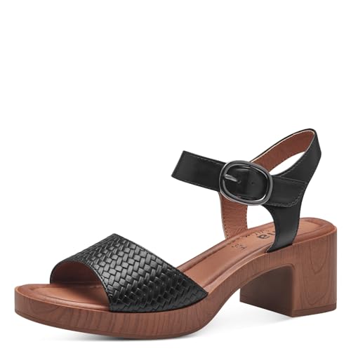 Jana Damen Sandalen mit Absatz mit Klettverschluss Vegan, Schwarz (Black), 37 EU von Jana