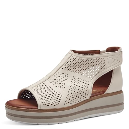 Jana Damen Sandalen mit Keilabsatz Cut Outs Vegan, Beige (Beige), 40 EU von Jana