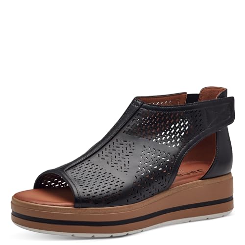 Jana Damen Sandalen mit Keilabsatz Cut Outs Vegan, Schwarz (Black), 39 EU von Jana