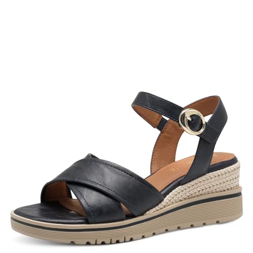 Jana Damen Sandalen mit Keilabsatz Sommer Vegan, Blau (Navy), 41 EU von Jana