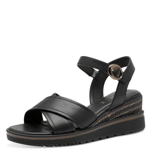 Jana Damen Sandalen mit Keilabsatz Sommer Vegan, Schwarz (Black), 41 EU von Jana