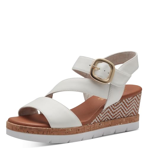 Jana Damen Sandalen mit Keilabsatz Sommer Vegan, Weiß (White), 39 EU von Jana