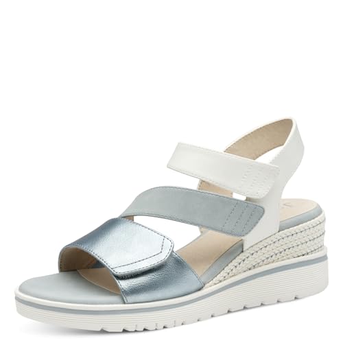 Jana Damen Sandalen mit Keilabsatz Vegan mit Klettverschluss, Mehrfarbig (Denim Comb), 38 EU von Jana