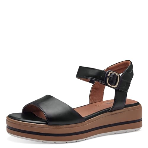 Jana Damen Sandalen mit Keilabsatz mit Klettverschluss Vegan, Schwarz (Black), 42 EU von Jana
