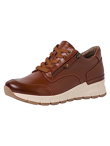 Jana Damen Plateau Sneaker aus Kunstleder mit Schnürsenkeln und Reißverschluss Weite H Mehrweite, Braun (Cognac), 37 EU von Jana