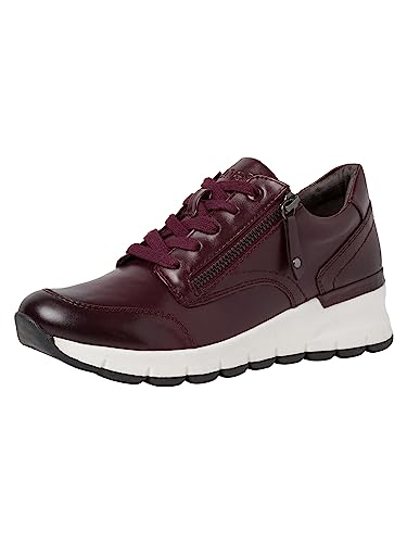 Jana Damen Plateau Sneaker aus Kunstleder mit Schnürsenkeln und Reißverschluss Weite H Mehrweite, Rot (Merlot), 41 EU von Jana