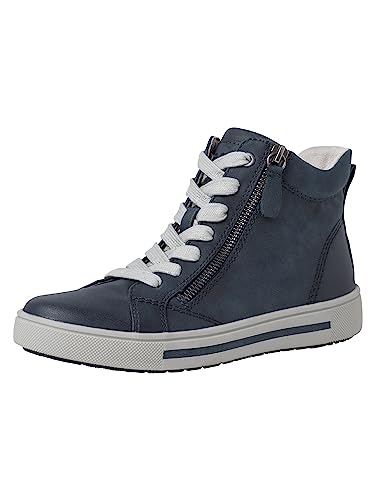 Jana Damen Sneaker hoch Flach mit Schnürsenkeln und Reißverschluss Weite H Mehrweite, Blau (Denim), 39 EU von Jana