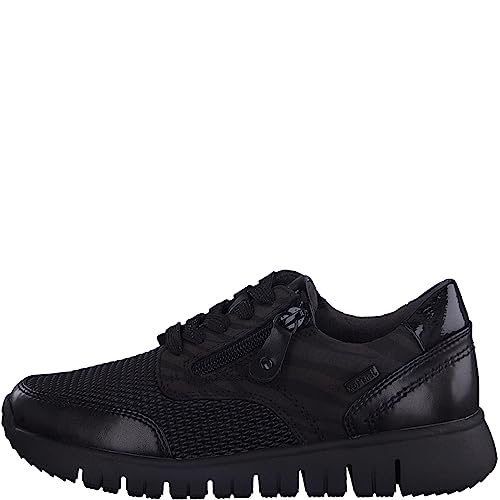 Jana Damen Sneaker flach aus Lederimitat mit Schnürsenkeln und Reißverschluss Weite H Mehrweite, Schwarz (Black/Zebra), 40 EU von Jana