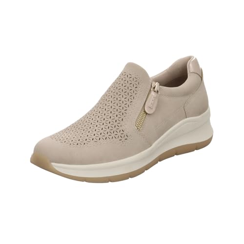 Jana Damen Sneaker flach mit Reißverschluss Vegan, Beige (Beige), 40 EU von Jana