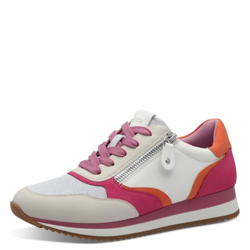 Jana Damen Sneaker flach mit Reißverschluss Vegan, Mehrfarbig (Orange/Fuxia), 38 EU von Jana