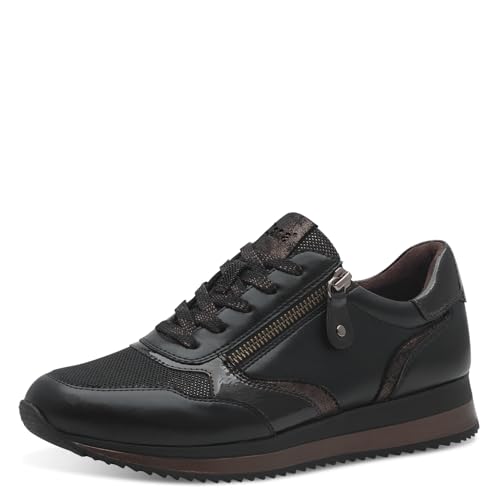 Jana Damen Sneaker flach mit Reißverschluss Vegan, Schwarz (Schwarz/Bronze), 40 EU von Jana