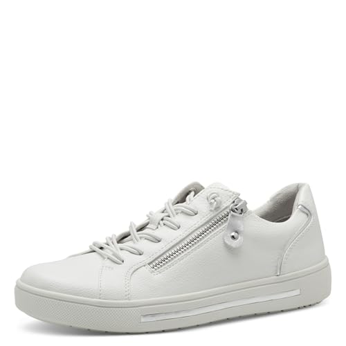 Jana Damen Sneaker flach mit Reißverschluss Vegan, Silber (White/Silver), 41 EU von Jana